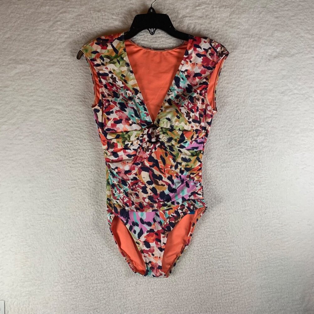 Bleu Rod Beattie Women's Animal Print Cap Sleeve One Piece Swimsuit Size 6 NWT
